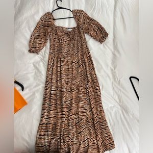 Anthropologie animal print midi dress